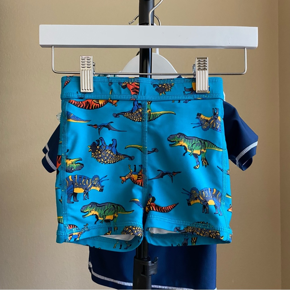 Hanna Anderson Retro Dino Printed Swim Trunks